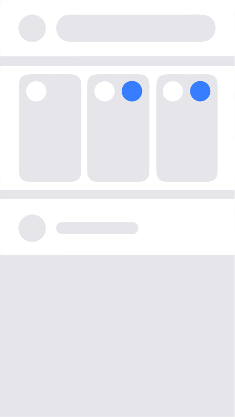 Wireframe: home tray with unread comment badges on stories