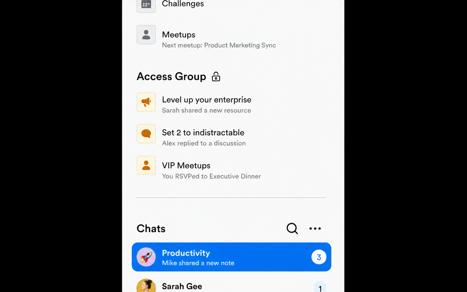 Screenshot of the redesigned Communities chat feature with threaded replies and a member list